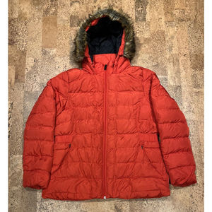 The North Face Gotham Jacket Womens XL Red Down 550 Long Sleeve Full-Zip Puffer